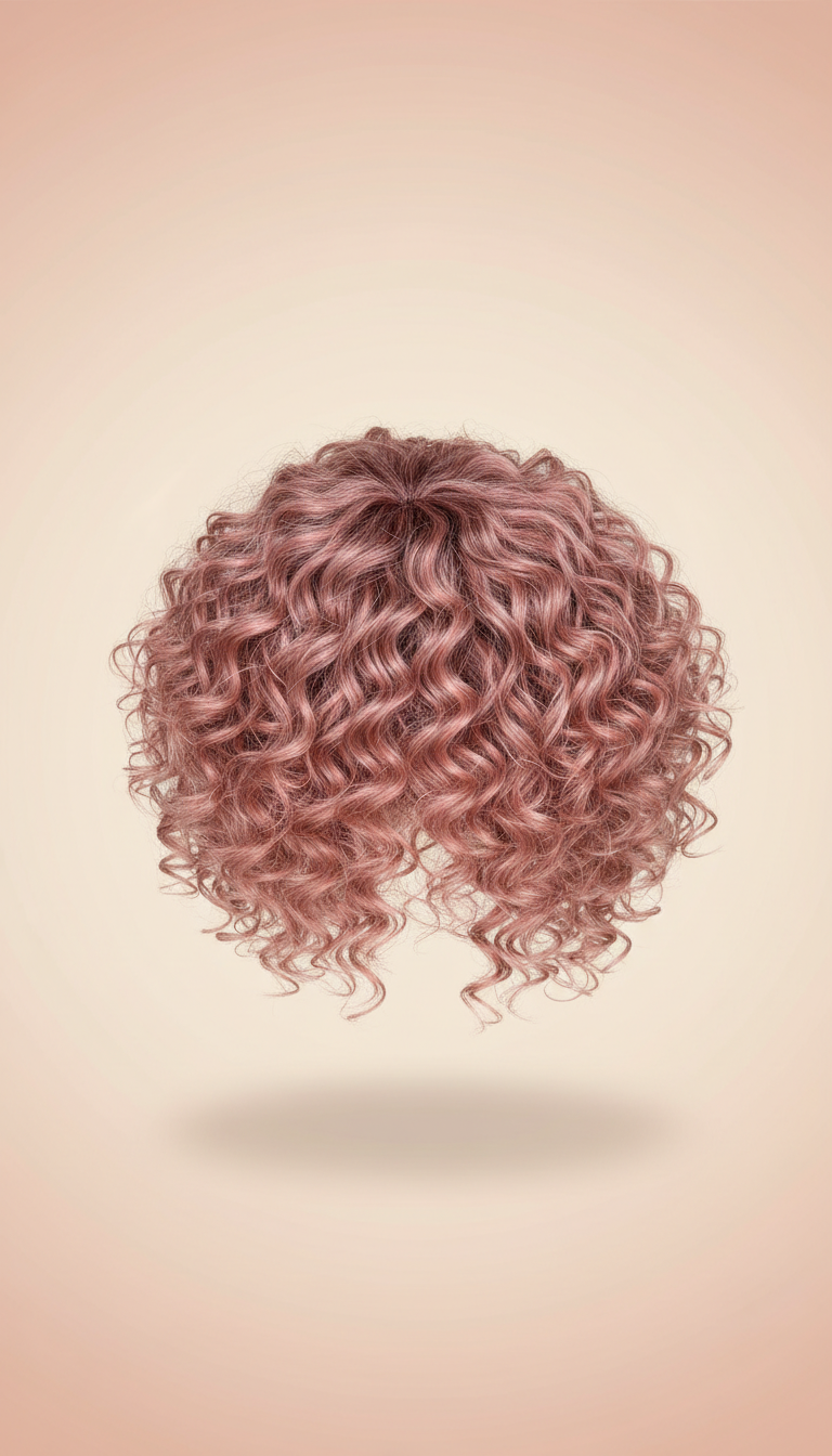 Curly Bob Wig in Rosy Pink